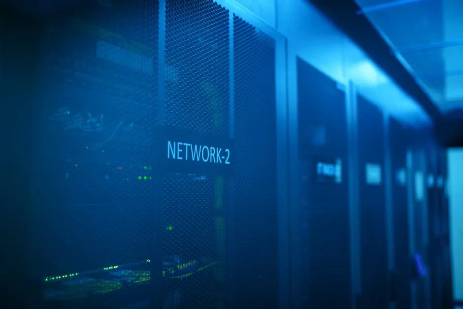Network rack holding nurse call equipment in a hospital communications room